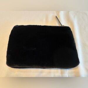 Jules Kae Black Fuzzy Fur Clutch 12”x8”